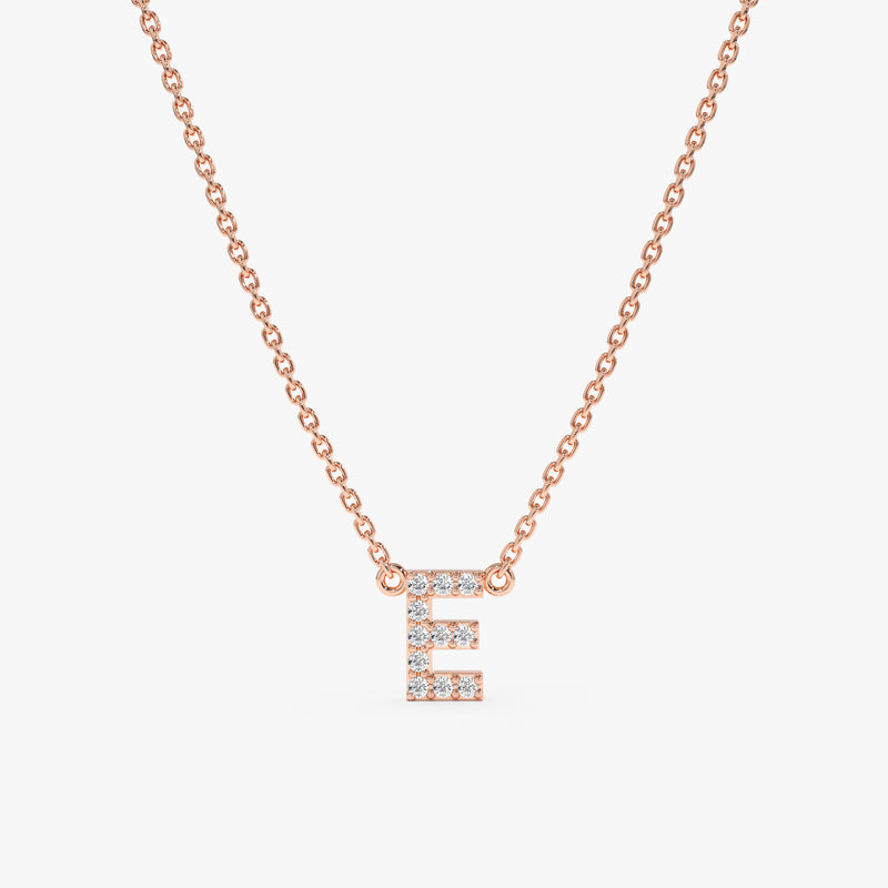 Rose Gold Diamond Initial Necklace