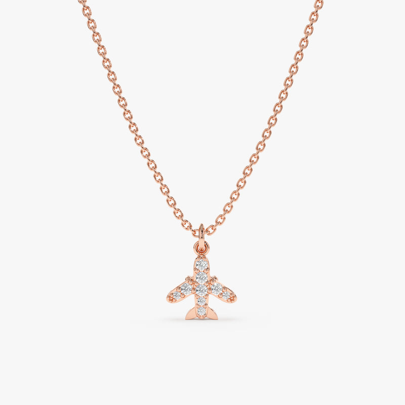 Rose Gold Diamond Airplane Necklace