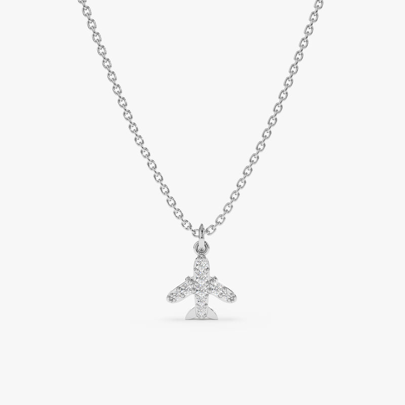 White Gold Diamond Airplane Necklace