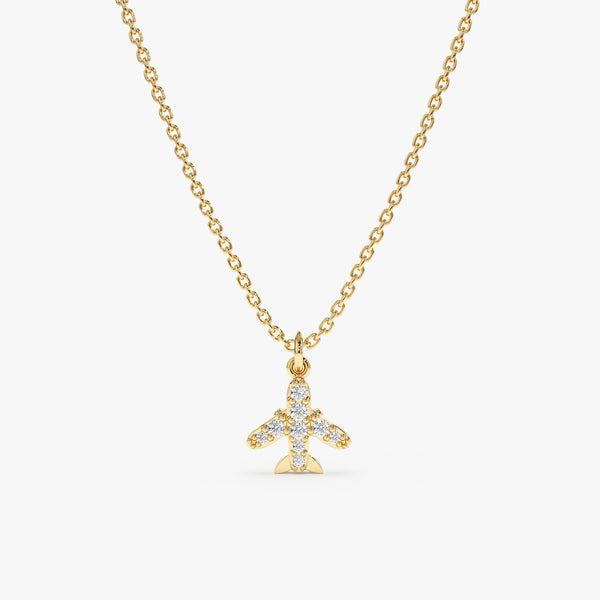 Yellow Gold Diamond Airplane Necklace
