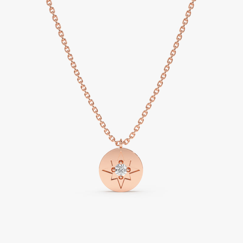 Rose Gold Diamond Disc Necklace