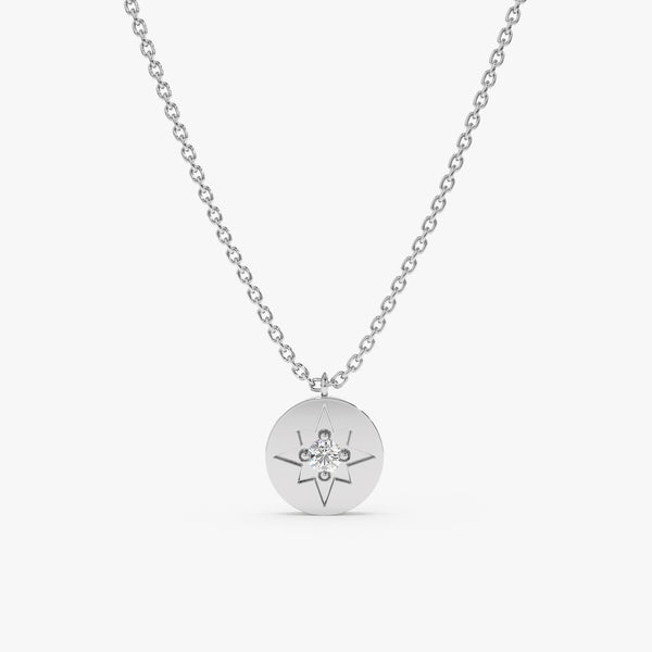 White Gold Natural Diamond Star Pendant