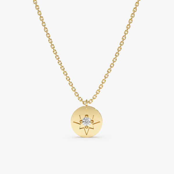 Yellow Gold Diamond Starburst Necklace