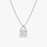 White Gold Diamond Padlock Necklace