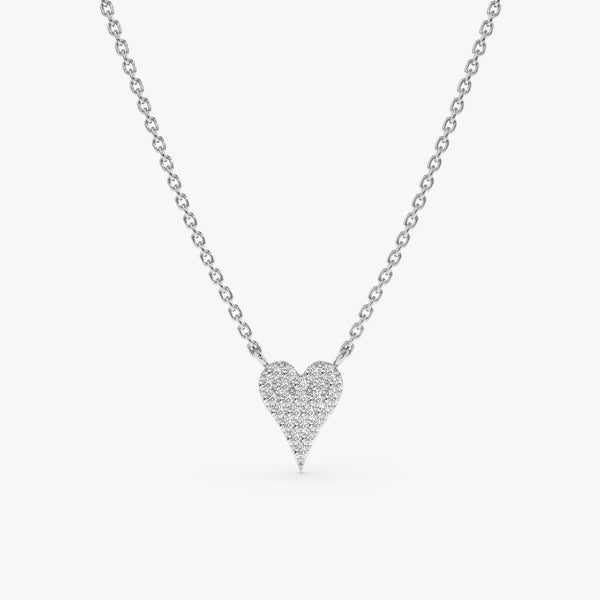 14k White Gold Diamond Heart Necklace
