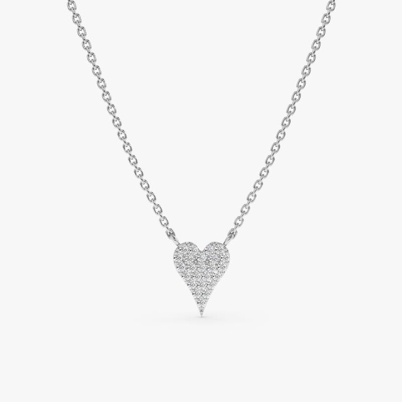 14k White Gold Diamond Heart Necklace
