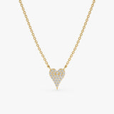solid Yellow Gold Diamond Heart pendant Necklace
