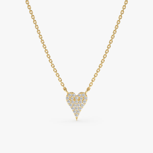solid Yellow Gold Diamond Heart pendant Necklace