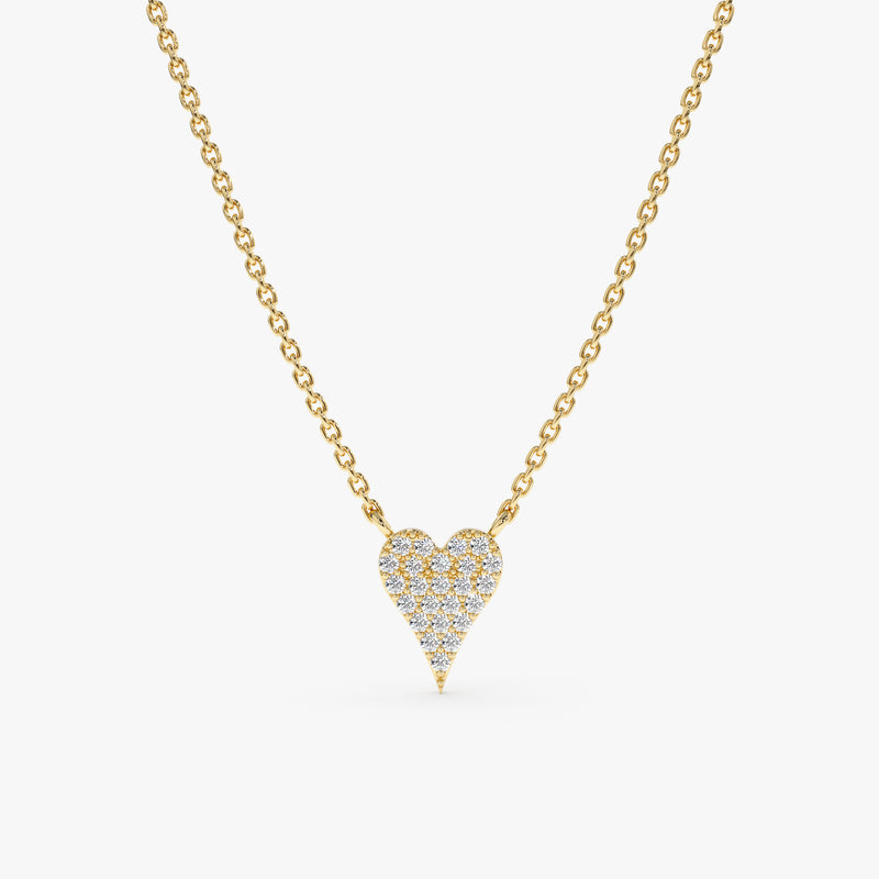 solid Yellow Gold Diamond Heart pendant Necklace