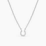 White Gold Natural Diamond Horseshoe Pendant