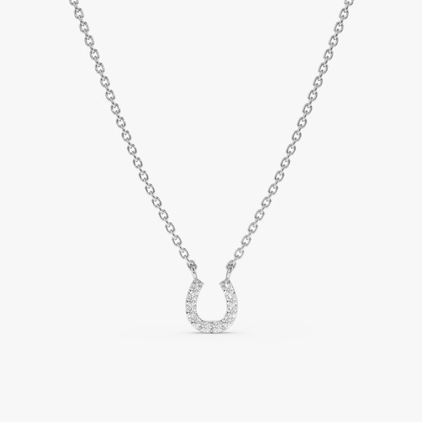 White Gold Natural Diamond Horseshoe Pendant