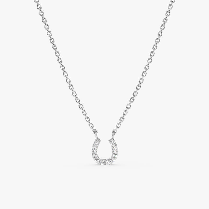 White Gold Natural Diamond Horseshoe Pendant