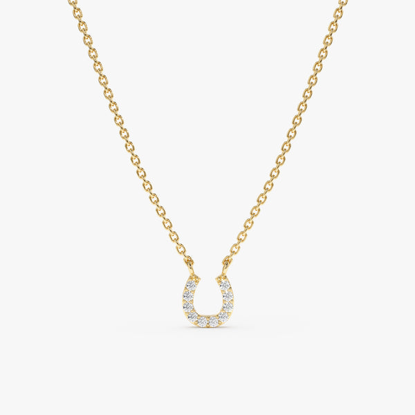 Yellow Gold Diamond Horseshoe Necklace
