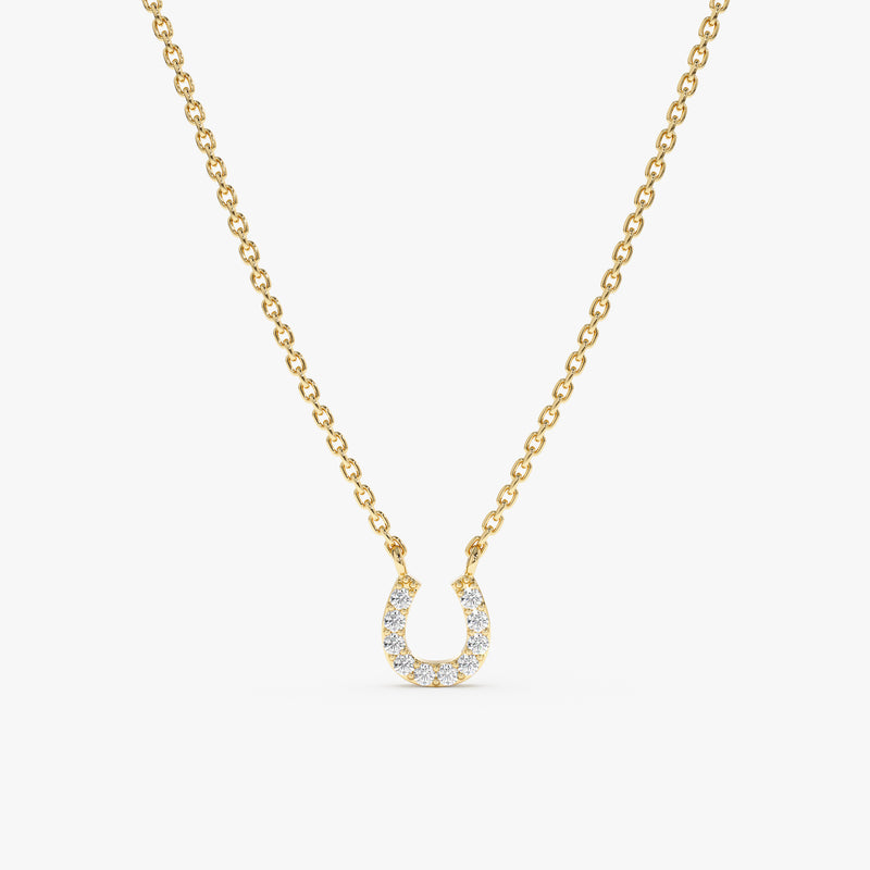 Yellow Gold Diamond Horseshoe Necklace