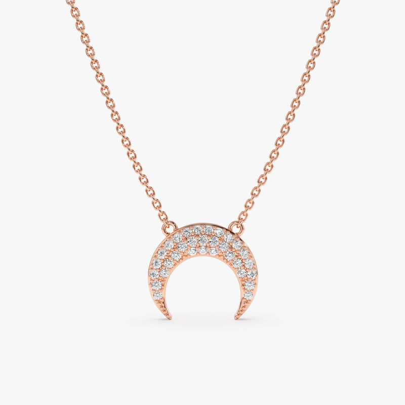 Rose Gold Diamond Crescent Necklace