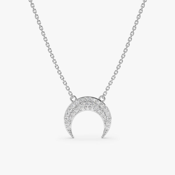 White Gold Diamond Moon Necklace