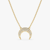 Yellow Gold Diamond Crescent Necklace