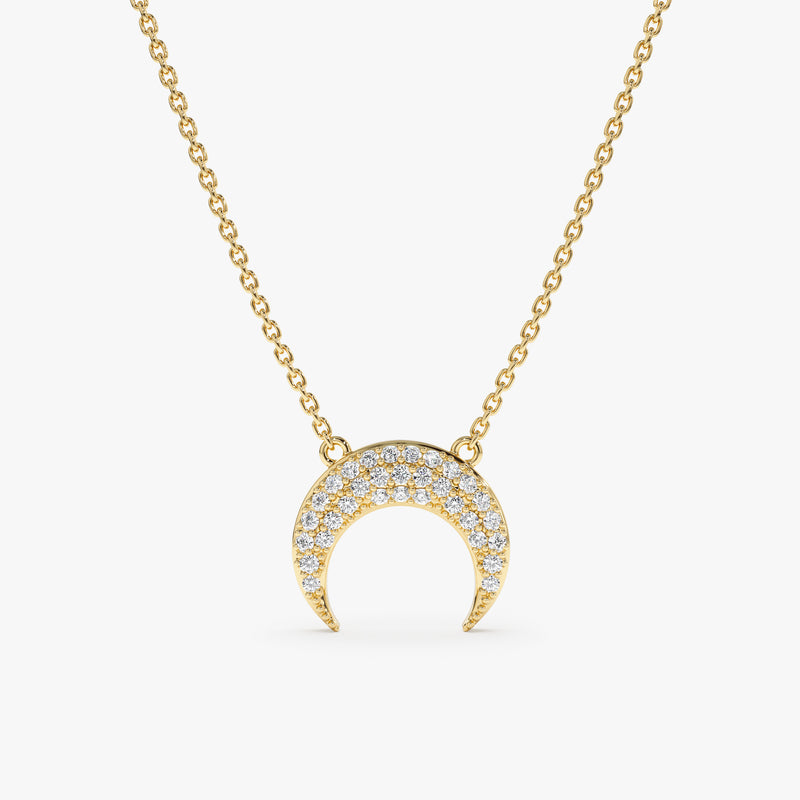 Yellow Gold Diamond Crescent Necklace