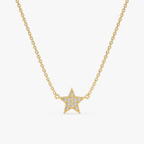 Yellow Gold Mini Diamond Star Necklace