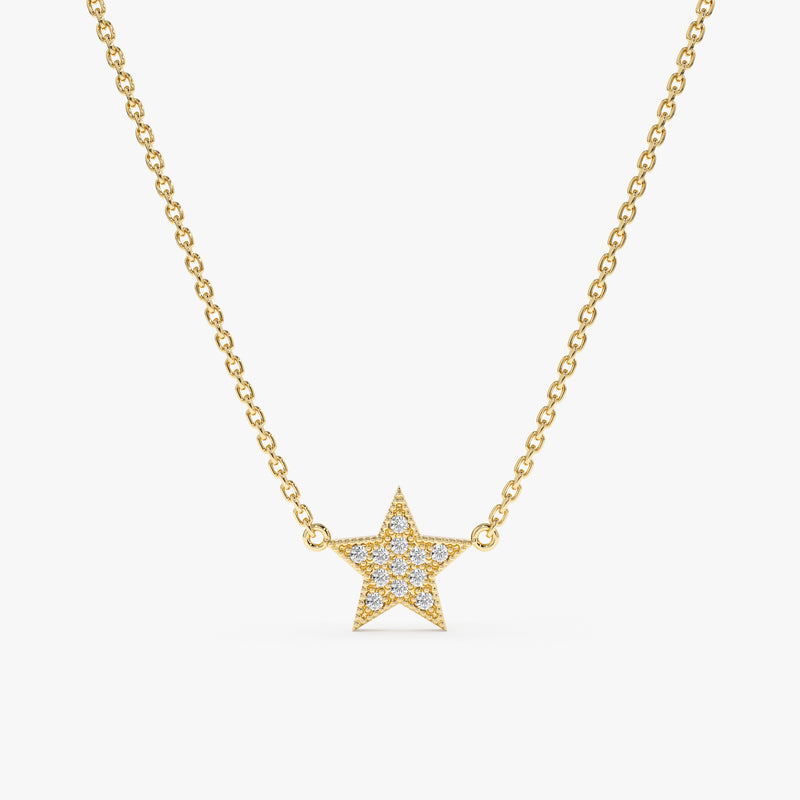 Yellow Gold Mini Diamond Star Necklace
