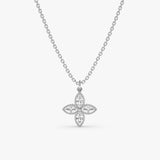 White Gold Natural Diamond Flower Pendant