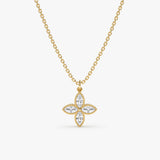 Yellow Gold Diamond Clover Necklace