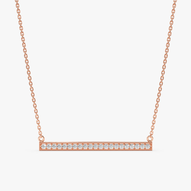 Rose Gold Diamond Bar Necklace