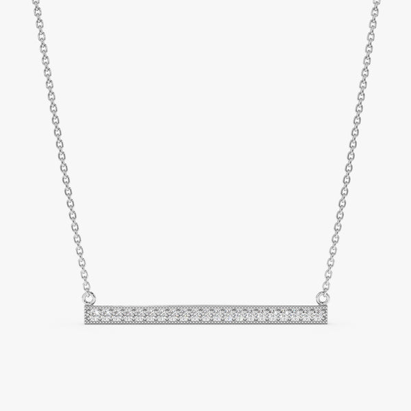 White Gold Diamond Bar Necklace