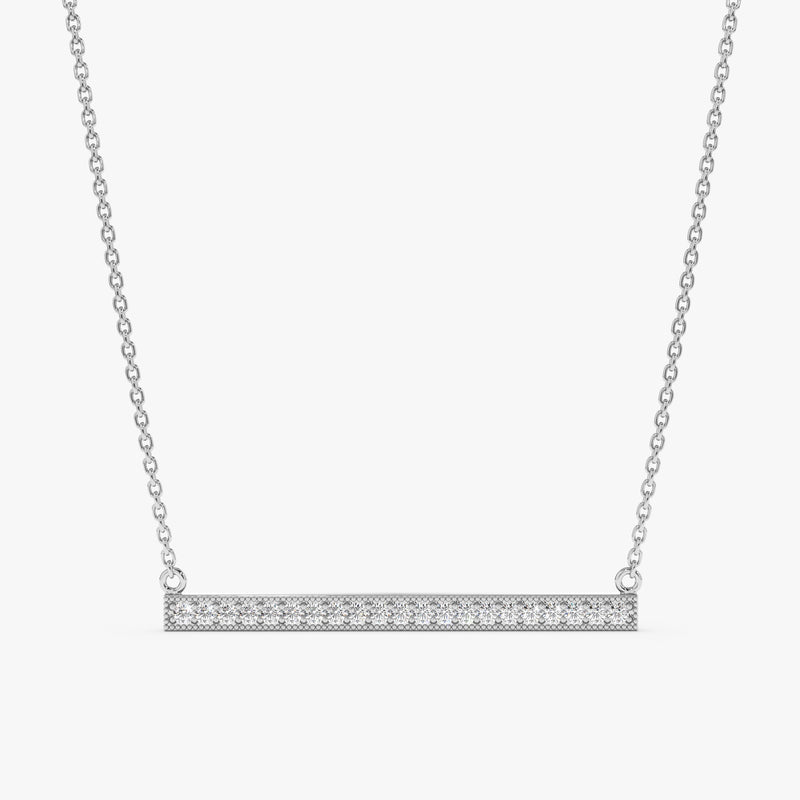 White Gold Diamond Bar Necklace