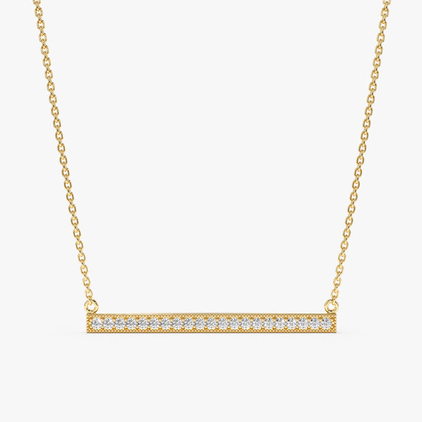 Yellow Gold Diamond Bar Necklace
