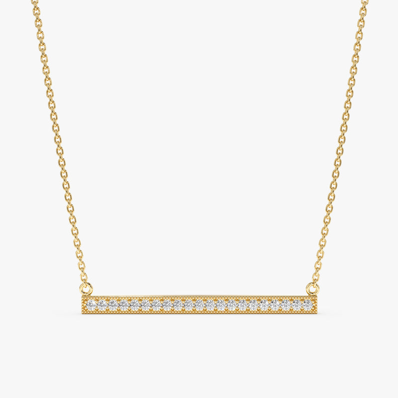 Yellow Gold Diamond Bar Necklace