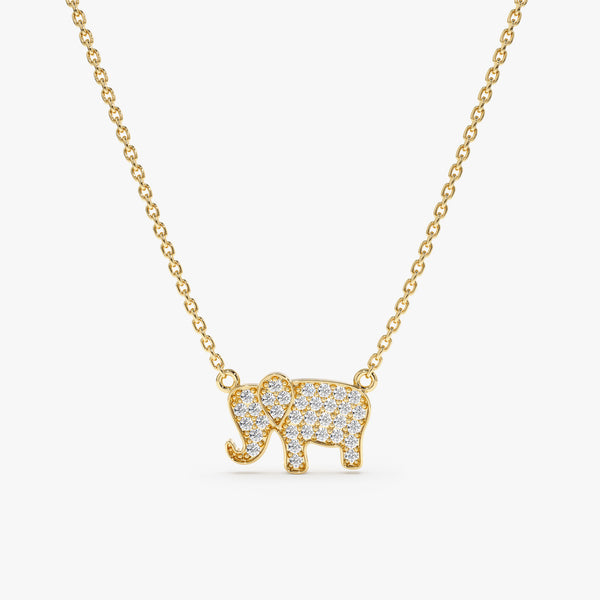Yellow Gold Diamond Lucky Elephant Necklace
