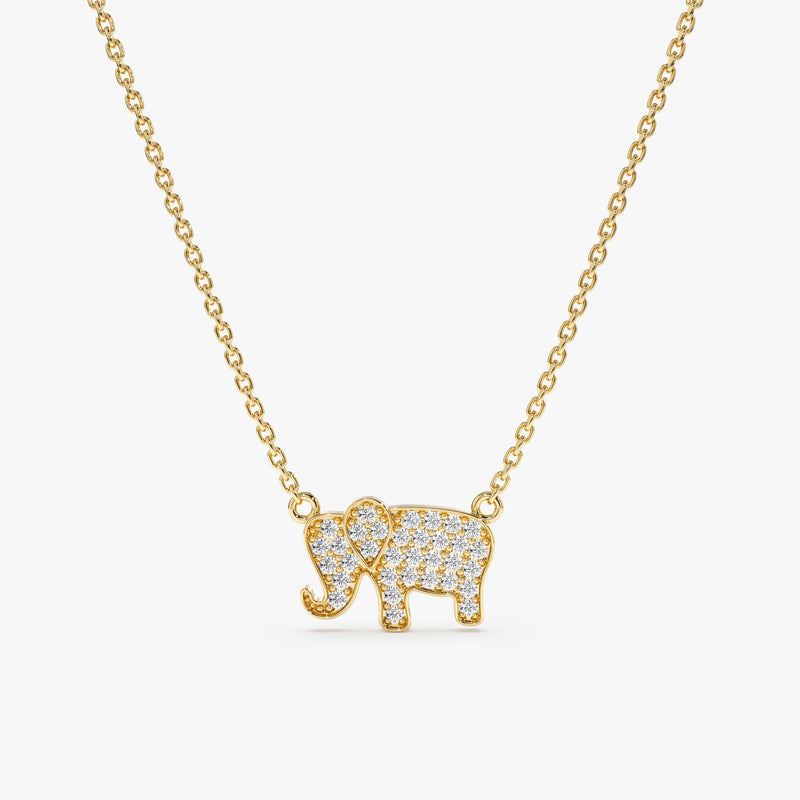 Yellow Gold Diamond Lucky Elephant Necklace