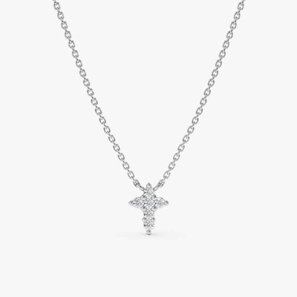 White Gold Diamond Cross Necklace