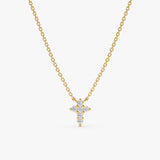 Yellow Gold Diamond Cross Necklace