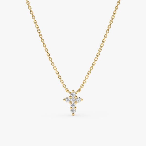 Yellow Gold Diamond Cross Necklace
