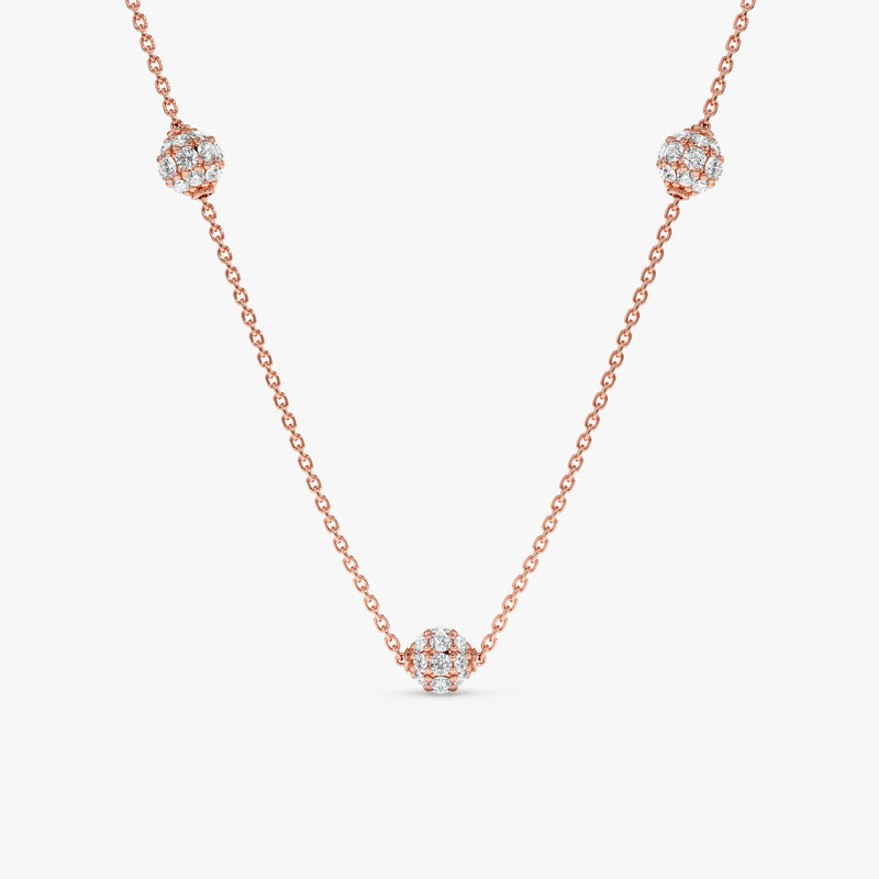 Rose Gold Minimalistic Diamond Station Necklace
