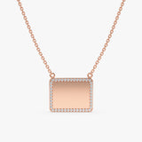 Rose Gold Diamond Name Plate Necklace
