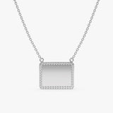 White Gold Diamond Name Plate Necklace