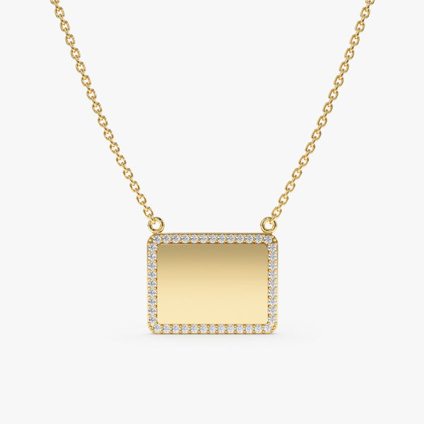 Yellow Gold Diamond Name Plate Necklace