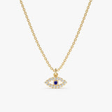 Yellow Gold Diamond Sapphire Evil Eye Pendant