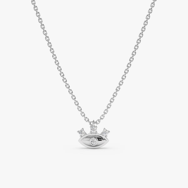 White Gold Diamond Evil Eye Necklace