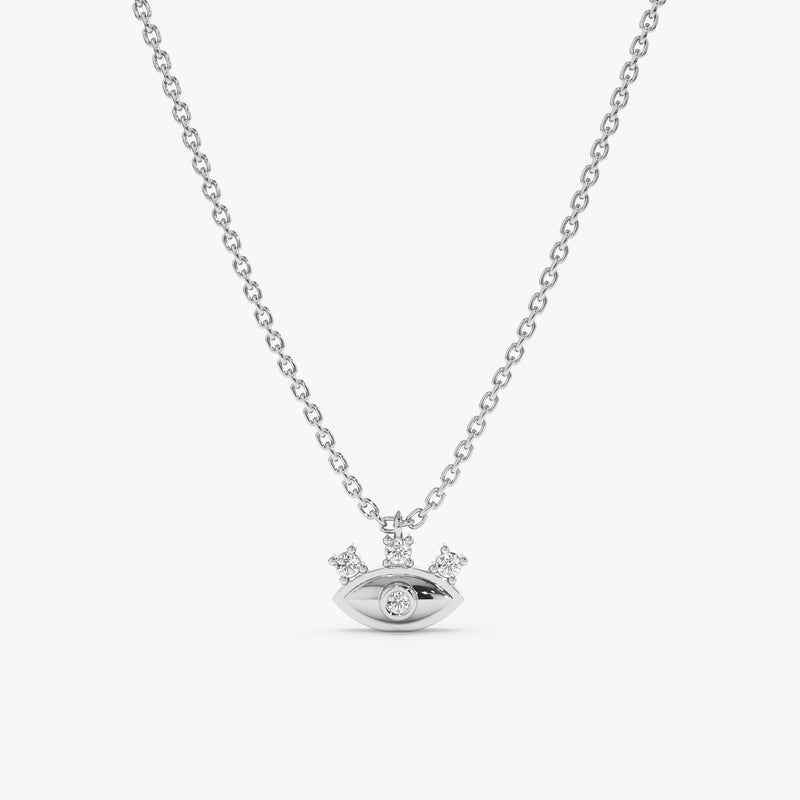 White Gold Diamond Evil Eye Necklace