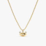 Yellow Gold Natural Diamond Evil Eye Necklace