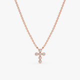 Rose Gold Diamond Cross Necklace