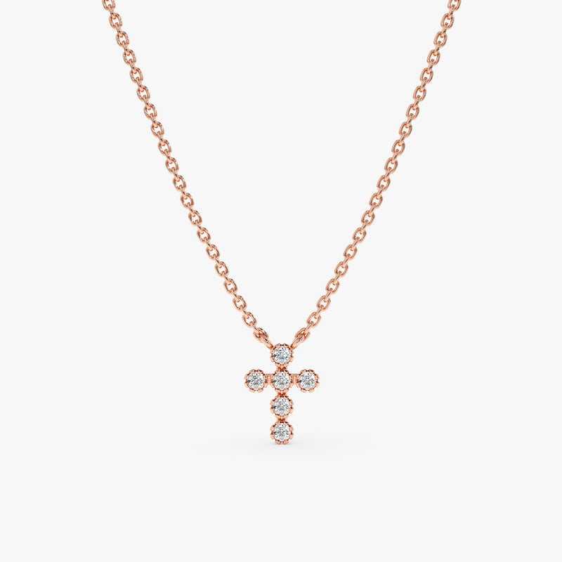 Rose Gold Diamond Cross Necklace