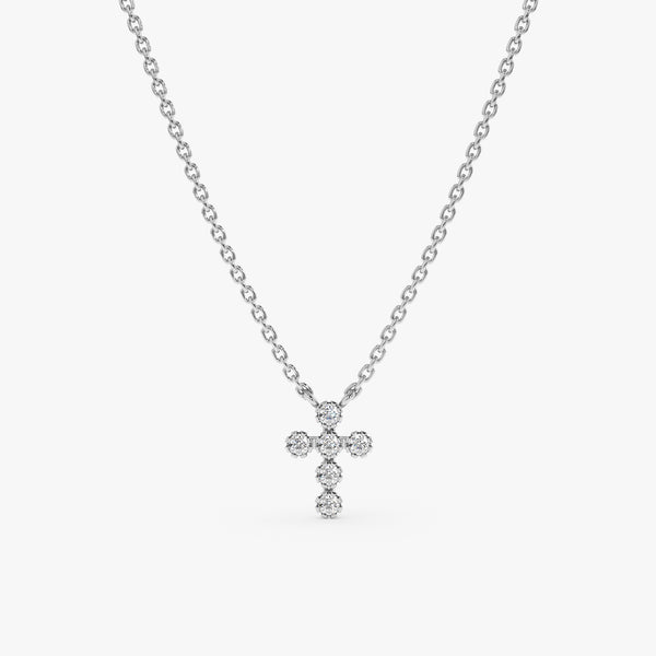 White Gold Diamond Cross Necklace