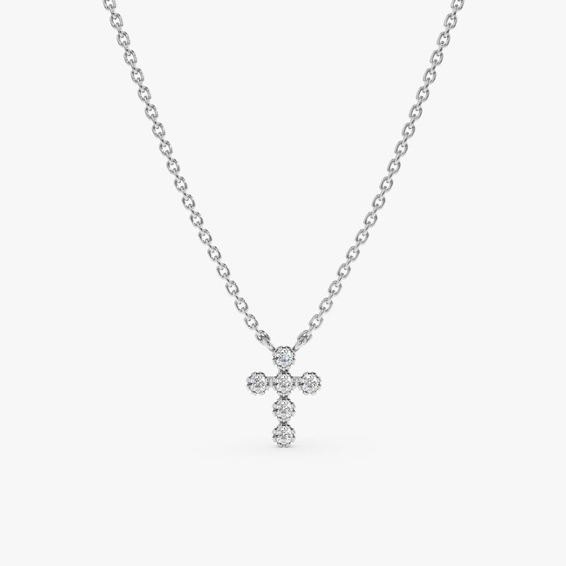 White Gold Diamond Cross Necklace