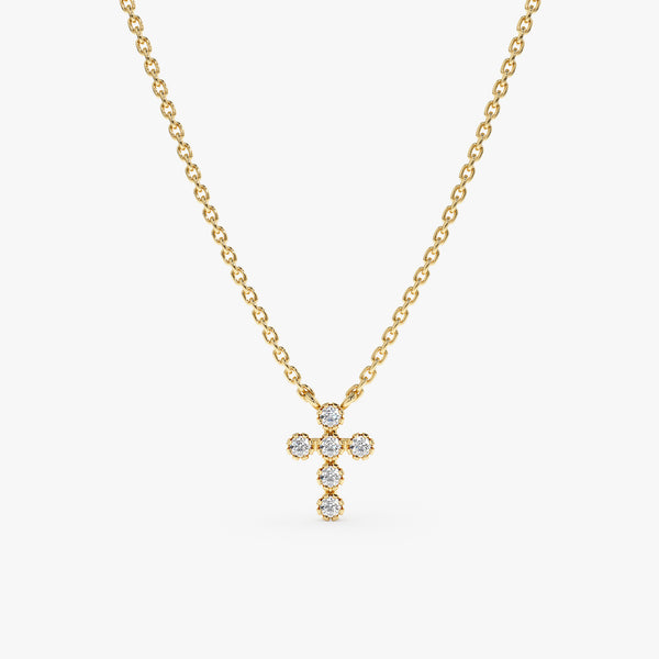 Yellow Gold Diamond Cross Necklace
