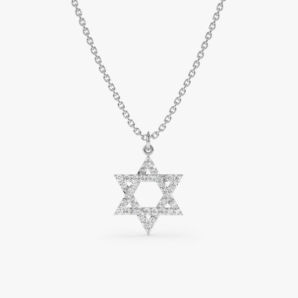 White Gold Diamond Star of David Necklace
